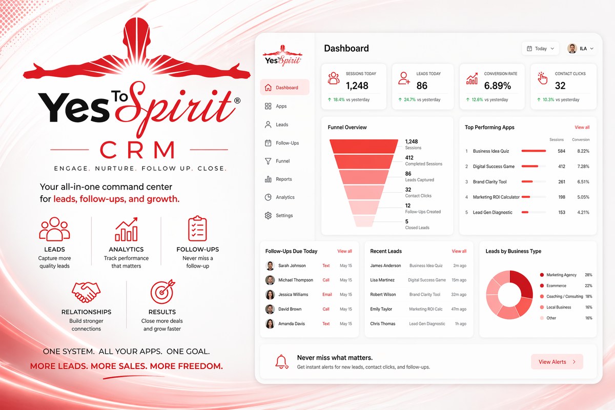 YesToSpirit CRM — Engage. Nurture. Follow Up. Close.